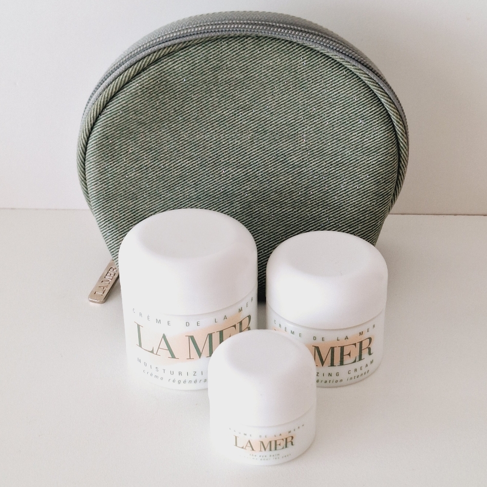 La Mer bundle of 3 EMPTY containers and cosmetic bag